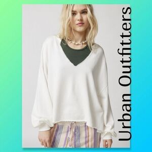 NWOT Out From Under Pullover Notch Neck Sweatshirt in White
